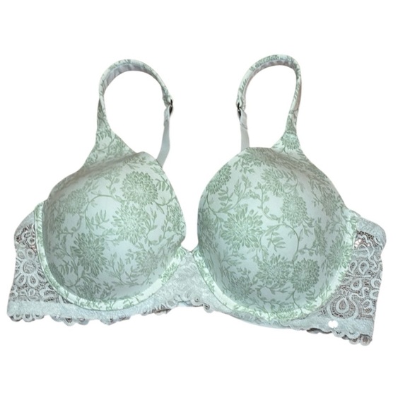 Lucky Brand coquette Green and White Lace Underwire Bra 42D - Picture 1 of 7